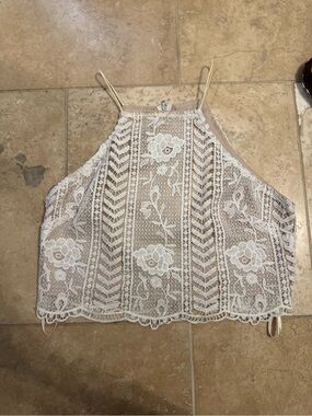 J.O.A. Los Angeles Crochet Sleeveless Crop Top / Size L